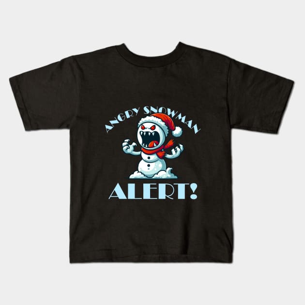 Angry Snowman Alert! - Evil Monster Snowman Design Kids T-Shirt by TeeHeeFun